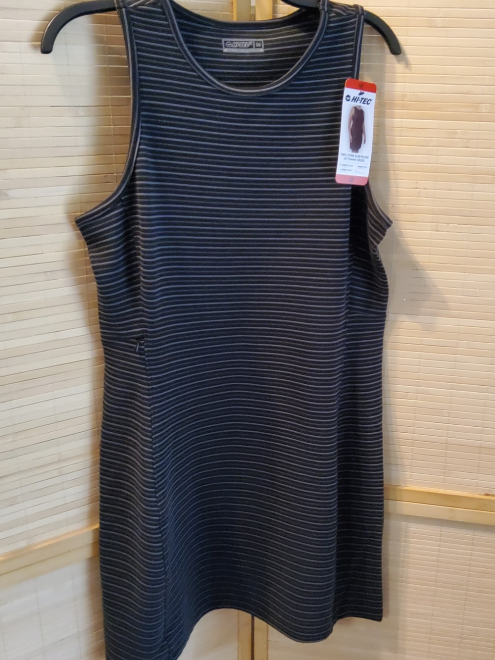 Hi-Tec Women's Black Striped Sleeveless Dress-NWT